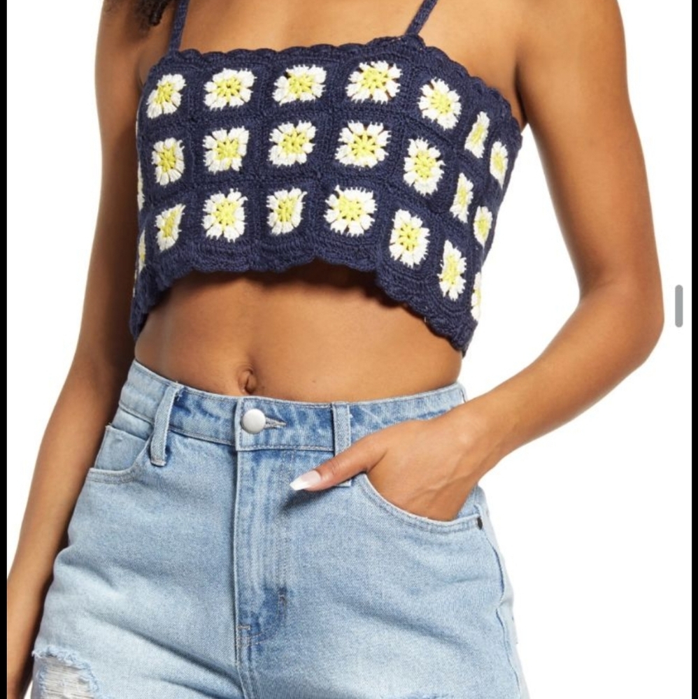Nordstrom Navy Blazer Daisy Top
